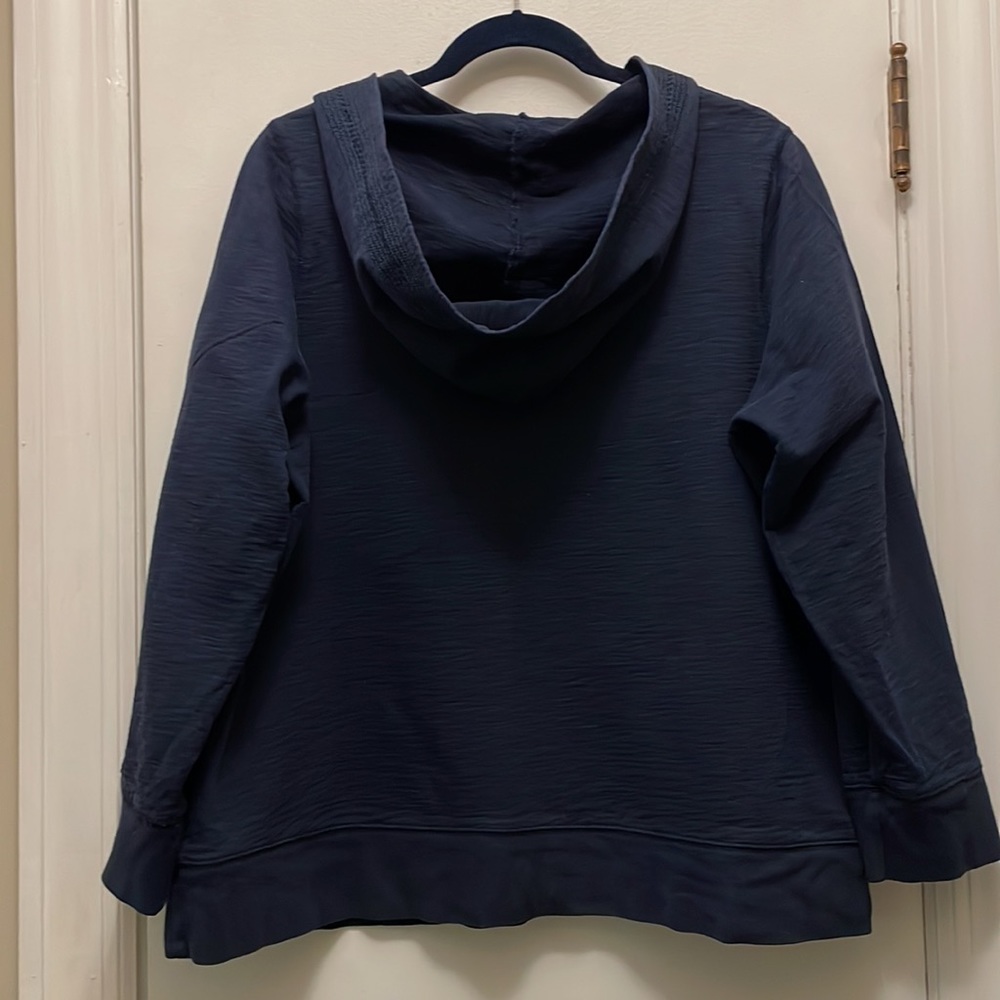 Lane Bryant Blue Cotton Hooded Workout Yoga Pullover Top 18/20 - Picture 4 of 7